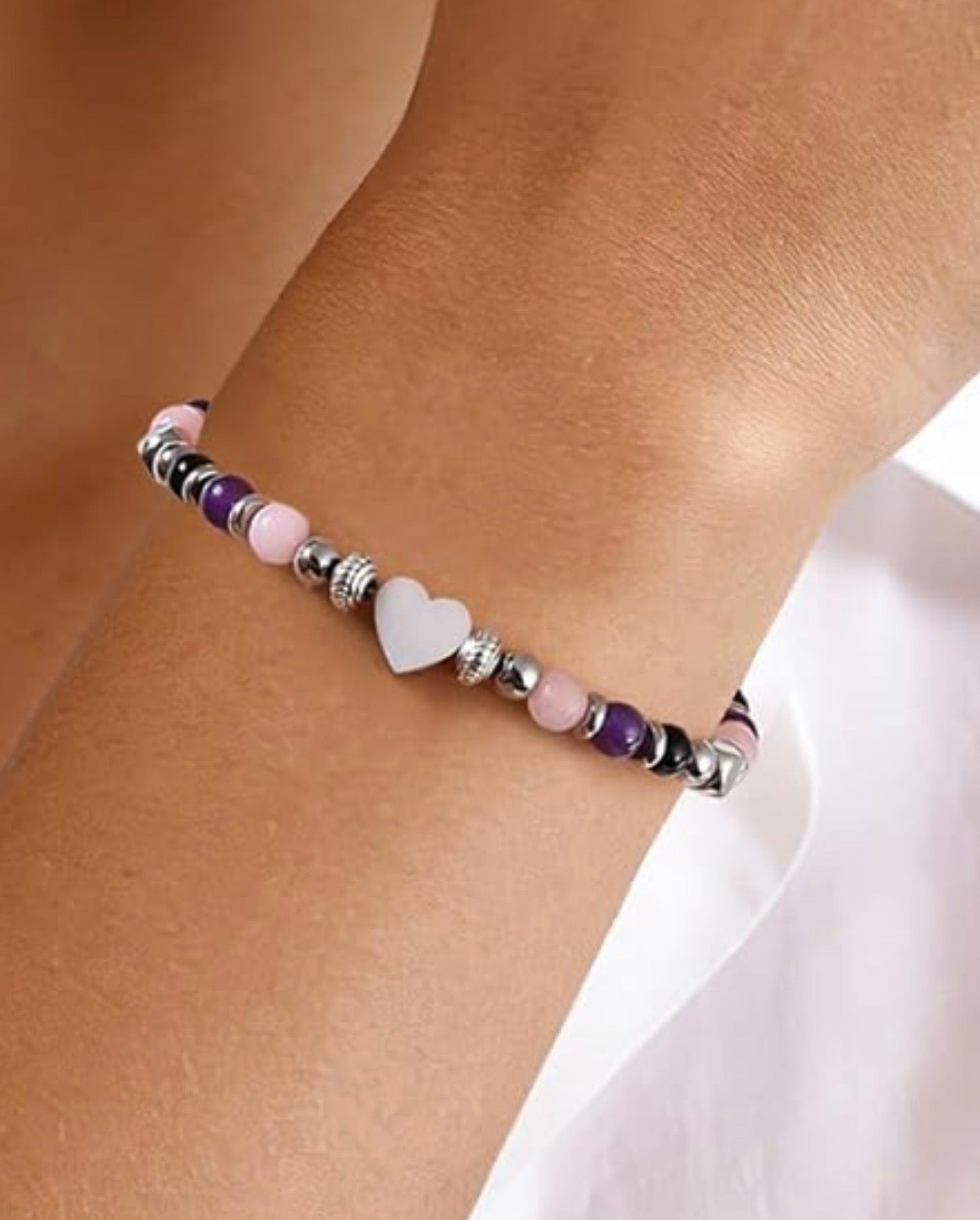 Anti Anxiety Women’s Beaded Heart Bracelet