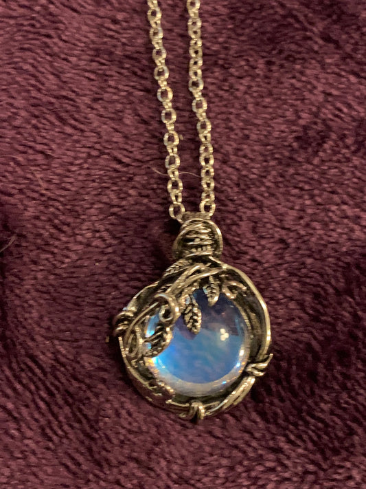 Sterling silver rainbow moonstone necklace