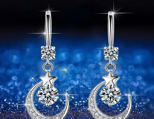 Sterling Silver Star Moon Earrings