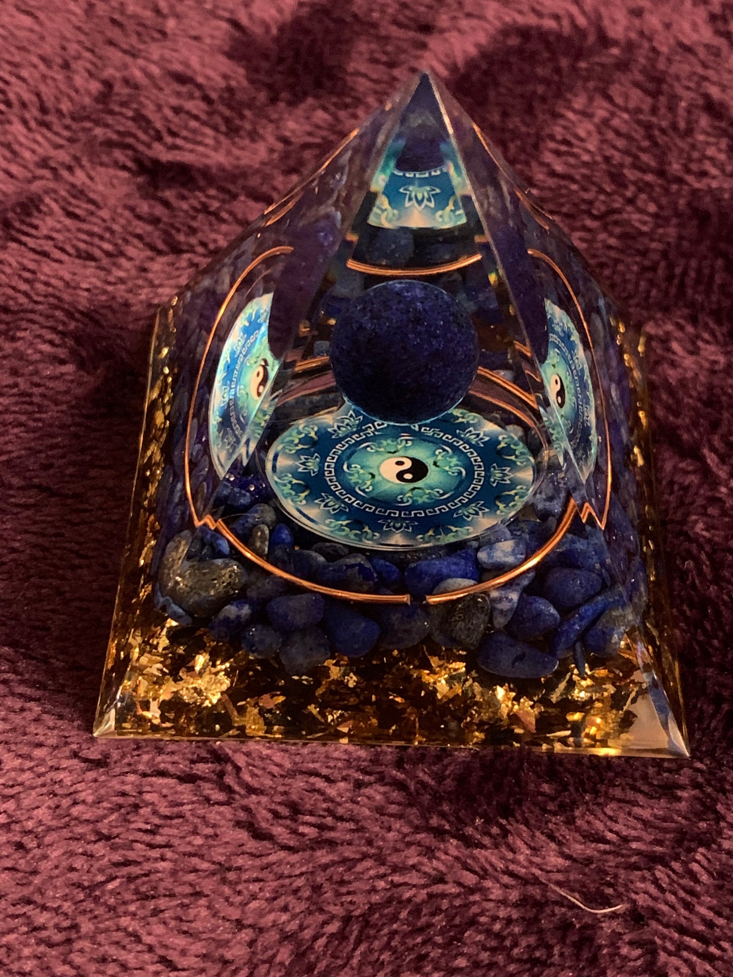 6 Crystal Lapis Orgone Pyramid