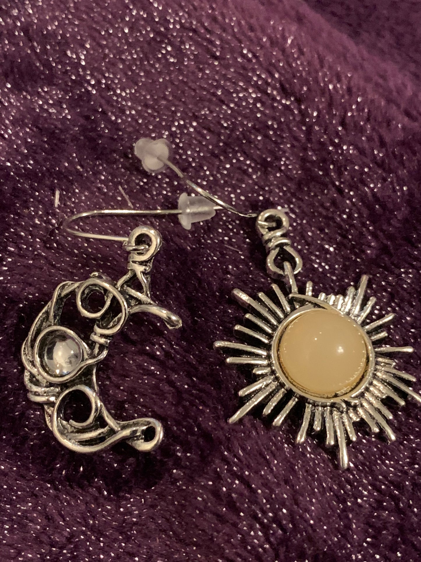 Sun and Moon Moonstone Earrings