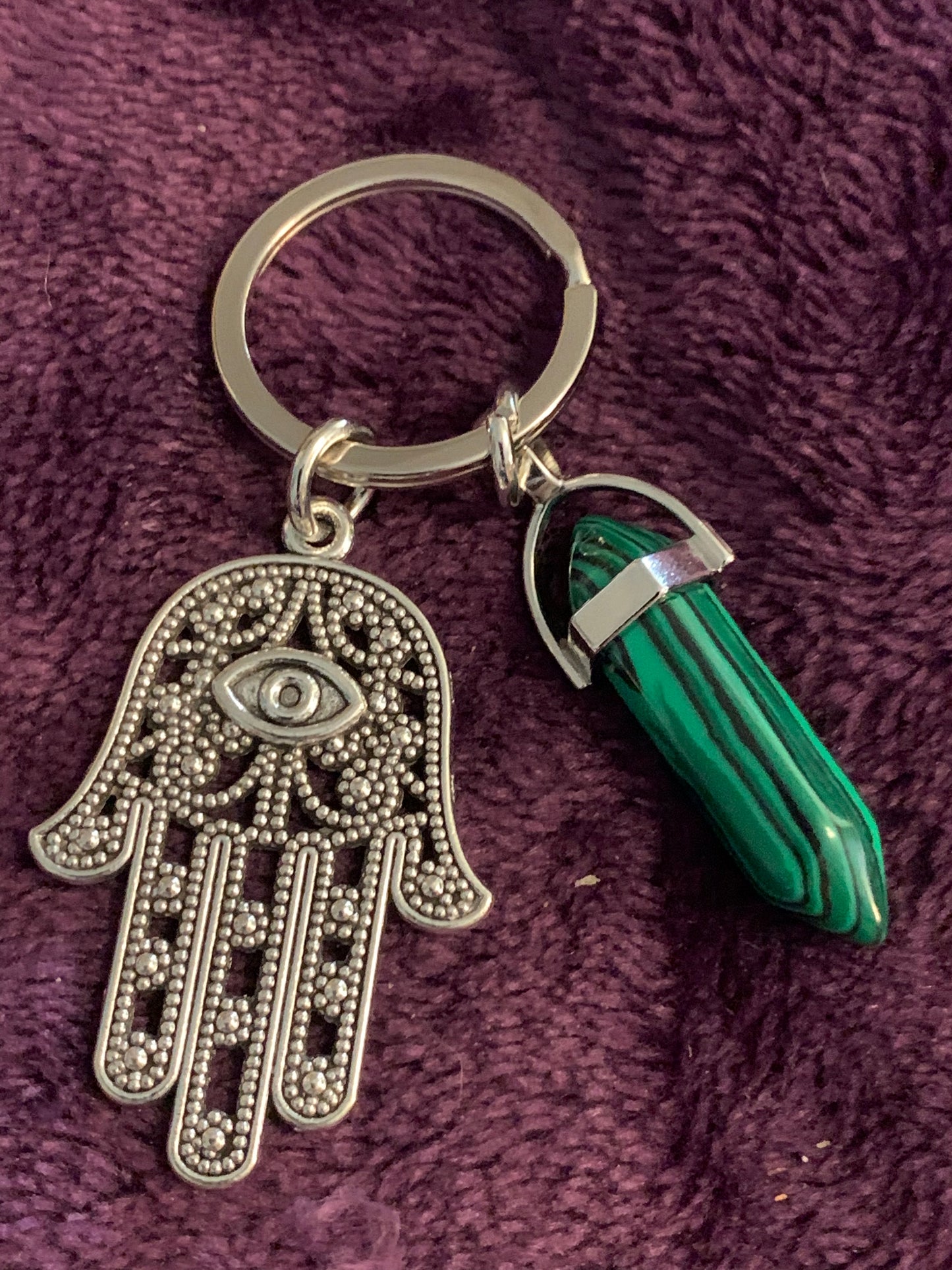 Inspiring Hamsa hand crystal keychain with evil eye