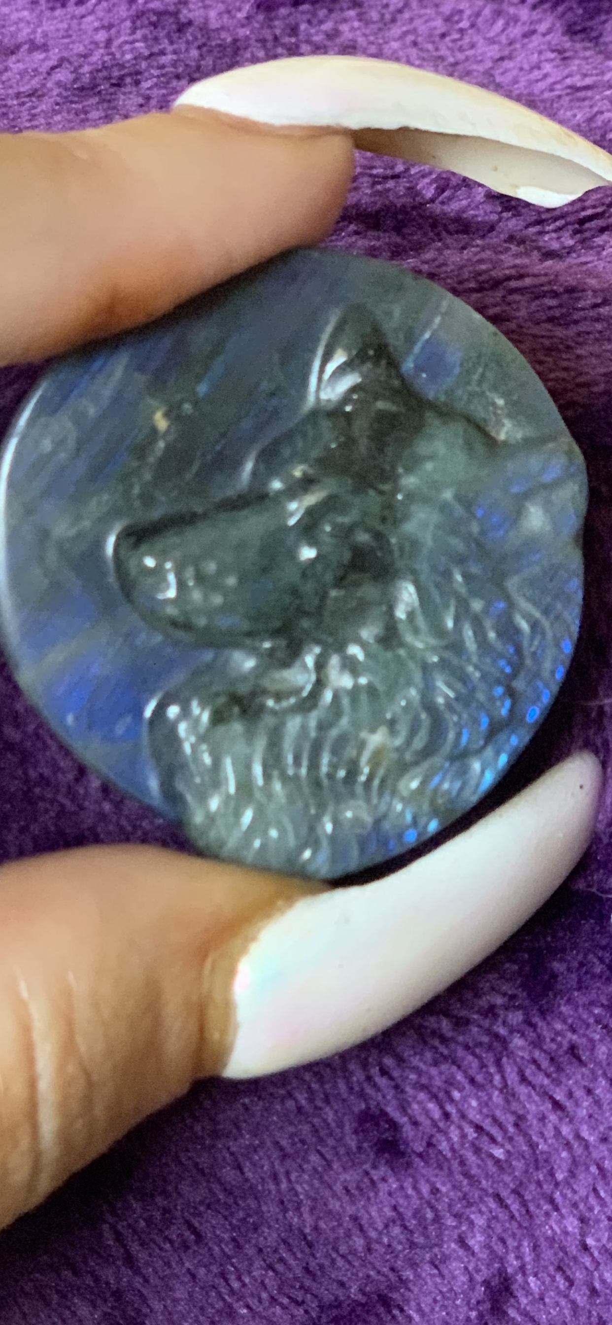 Labradorite Wolf Carving