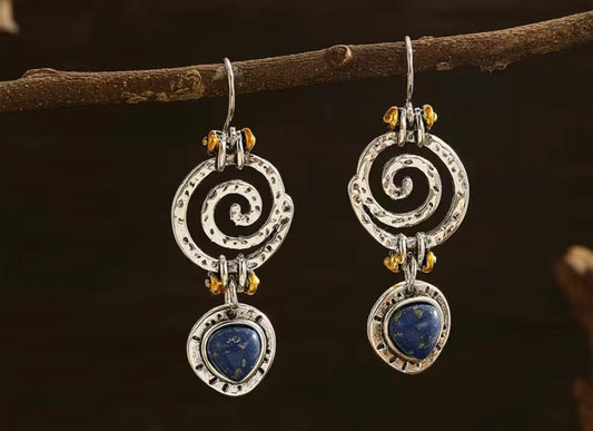 Lapis Lazuli Spiral Earrings