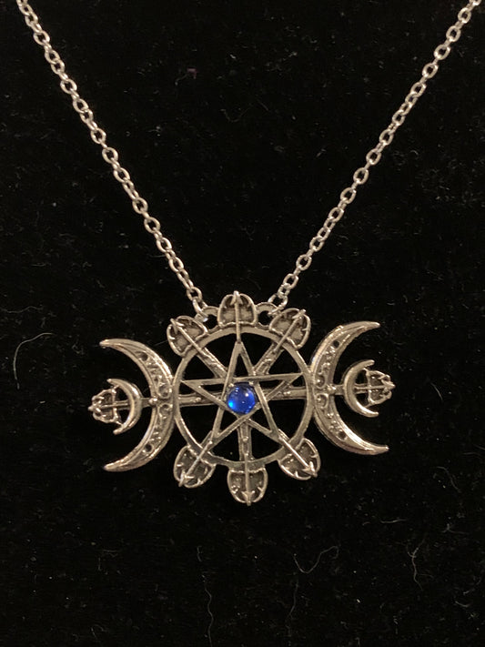 Triple Moon Pentagram Necklace