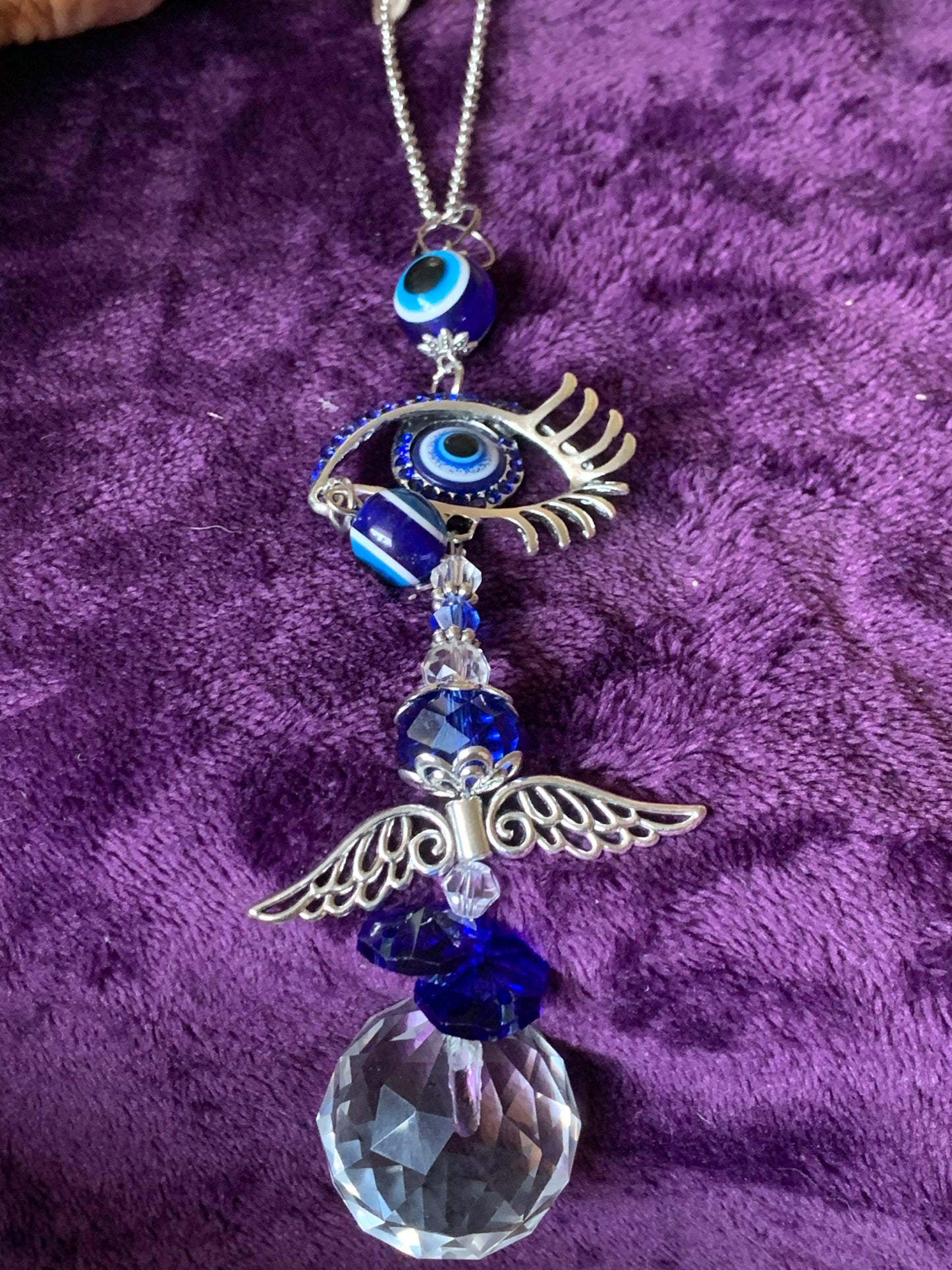 Crystal Evil Eye Angel Wing Suncatcher