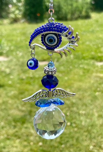 Crystal Evil Eye Angel Wing Suncatcher