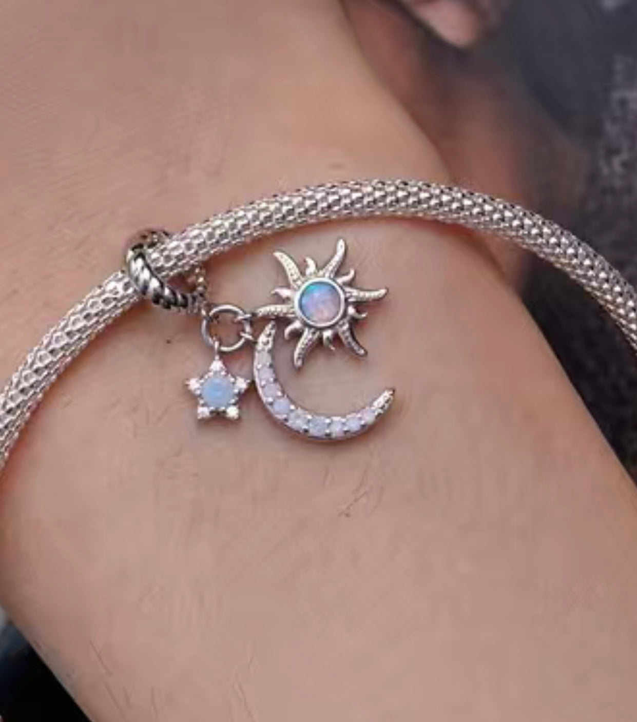 Sterling Silver Sun Moon Star Pendant