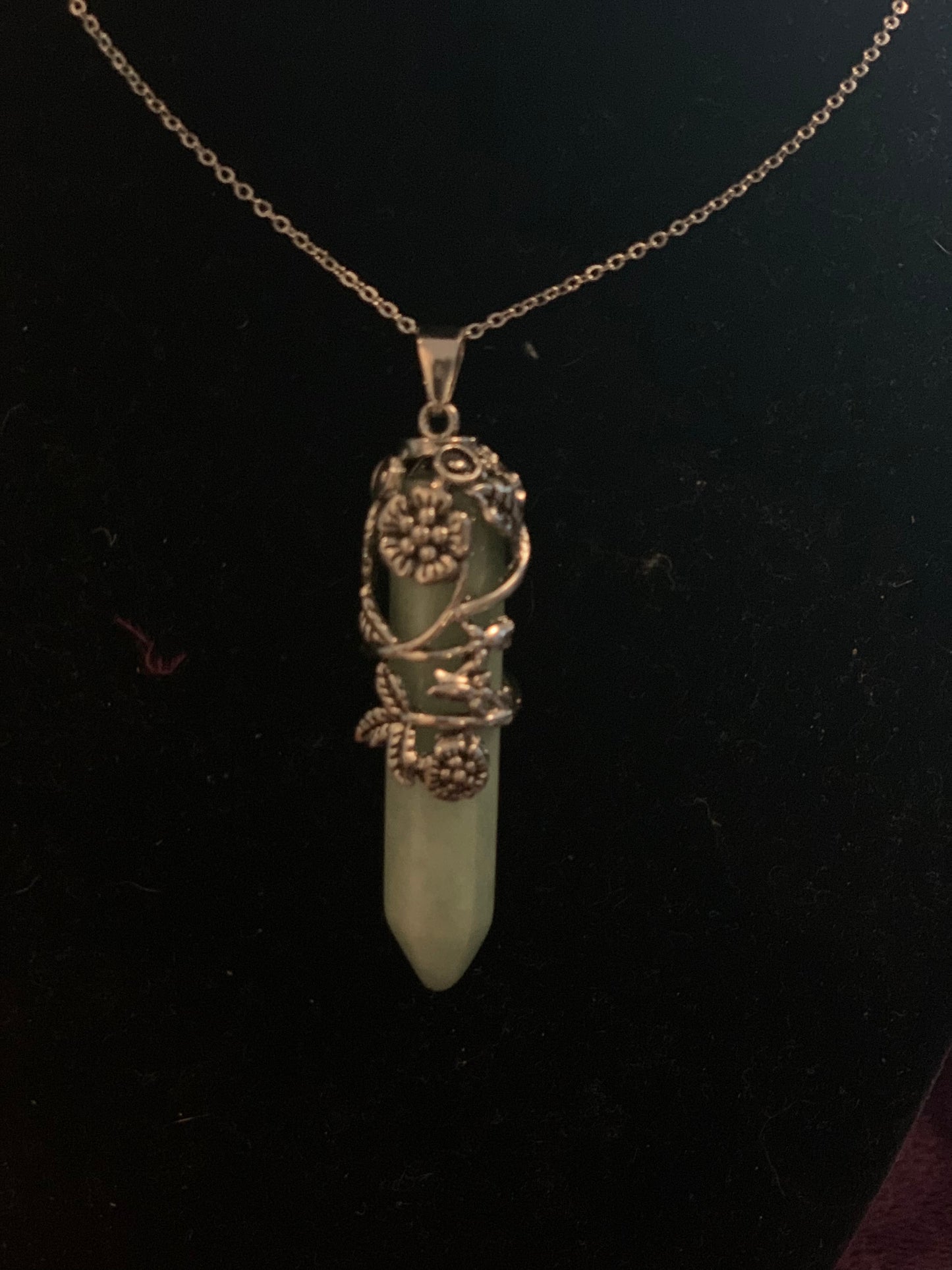 Floral Wire Wrapped Adventurine natural stone crystal necklace