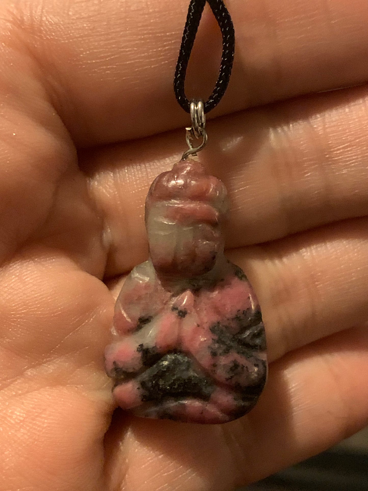 Rhodochrosite Buddha Necklace